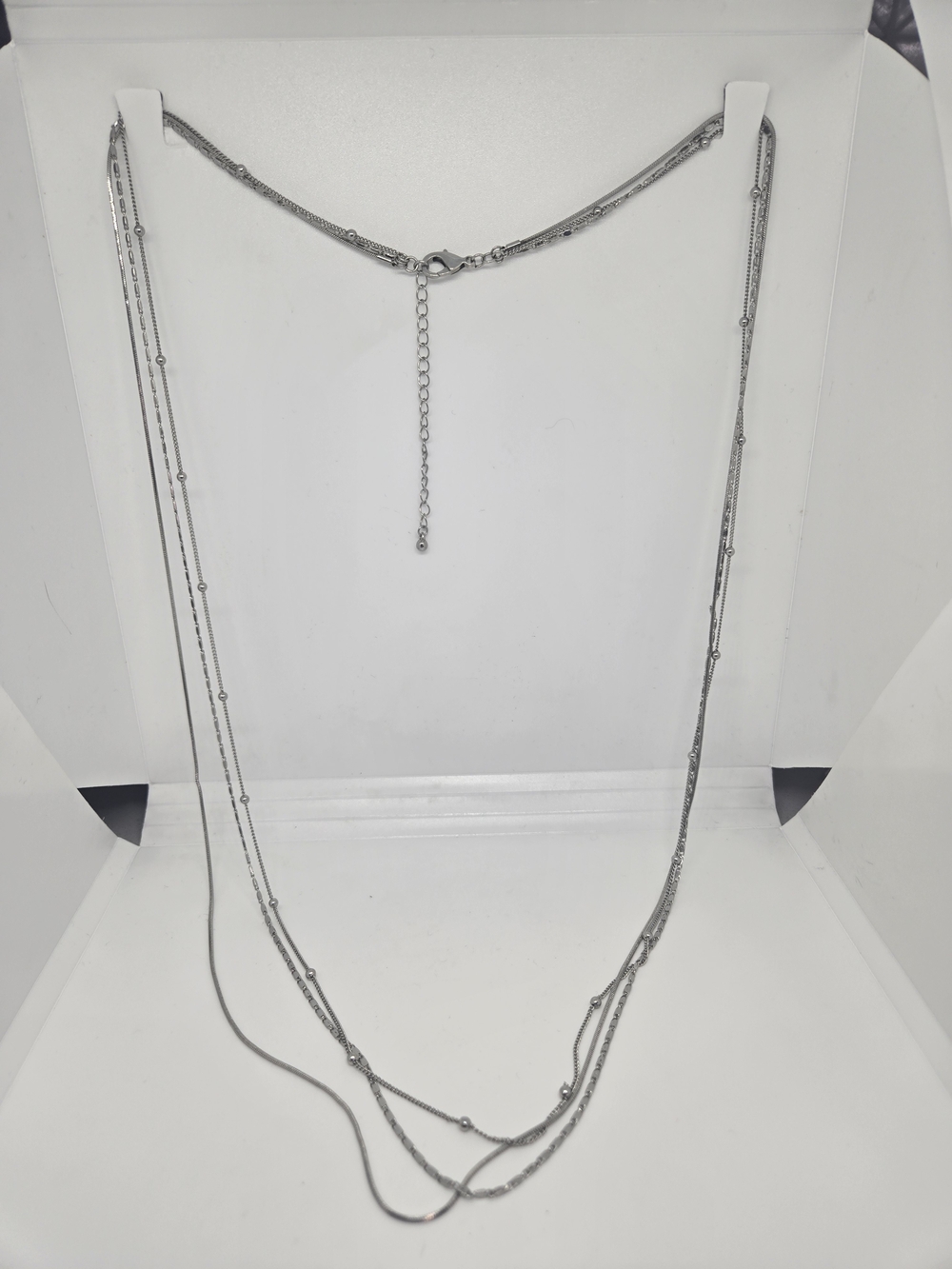 Layered Silver-Tone Multi Strand Necklace - Women's Jewelry